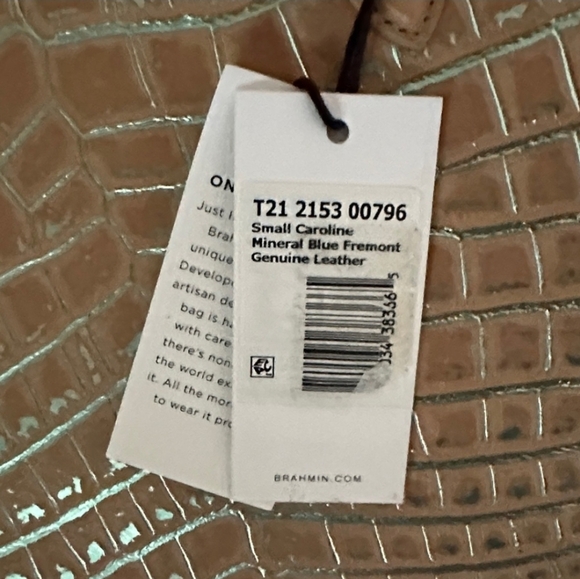 💛🔹️Brahmin 🔹️Small Caroline Mineral Blue  Fremont Genuine Leather Satchel - Picture 6 of 11